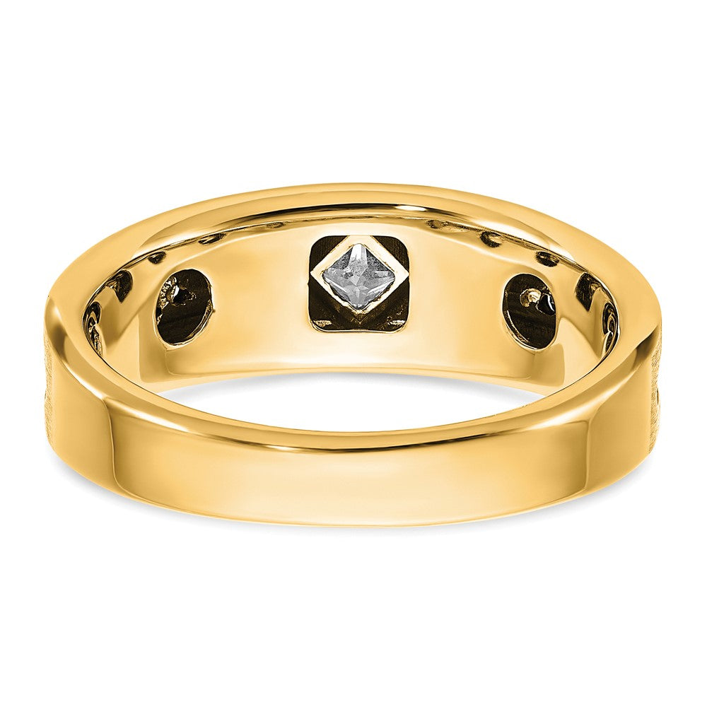 IBGoodman 10k with Black Rhodium Polished Satin and Grooved 1/2 Carat A Quality Black and White Diamond Ring