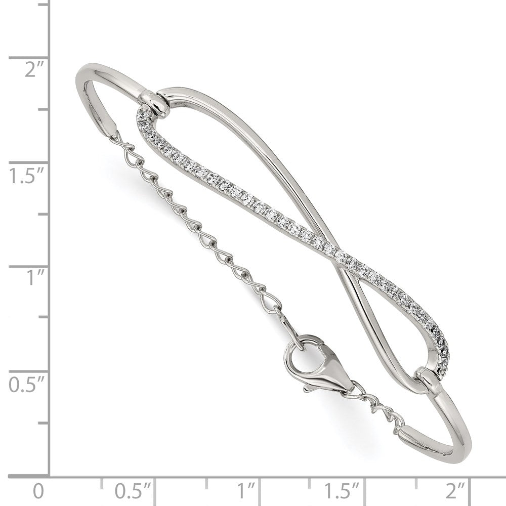 Sterling Shimmer Sterling Silver Rhodium-plated 33 Stone CZ Infinity Symbol Bracelet 7 inches