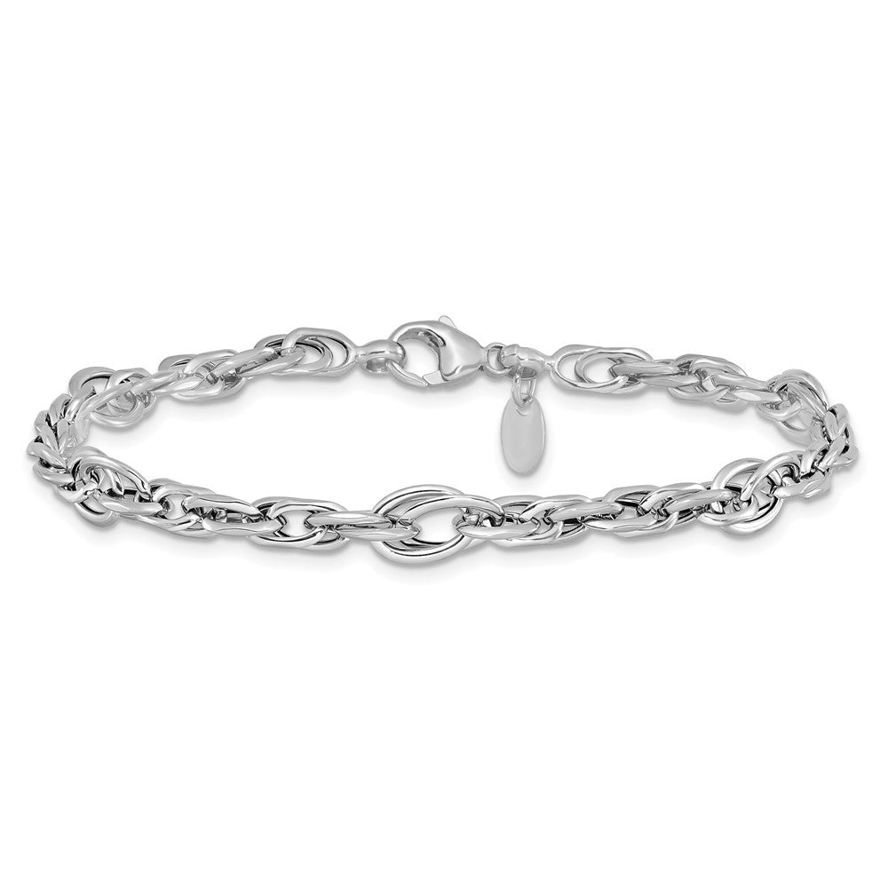 14k White Gold Polished Link Bracelet 7.5  inches