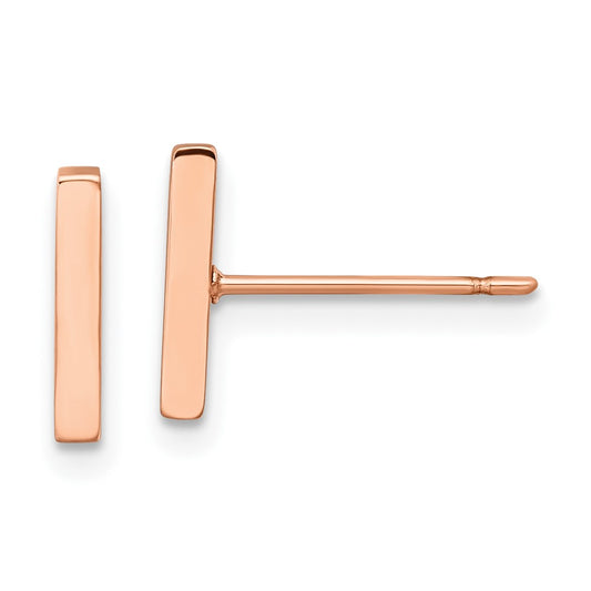 Stainless Steel Polished Rose IP-plated Bar Post Earrings