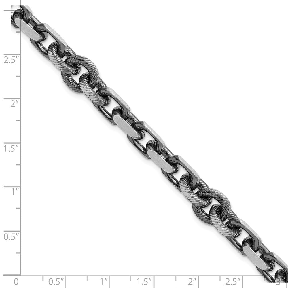 Sterling Silver Mens Antiqued Brushed Cable/Twisted Rolo Bracelet 8.5 inches