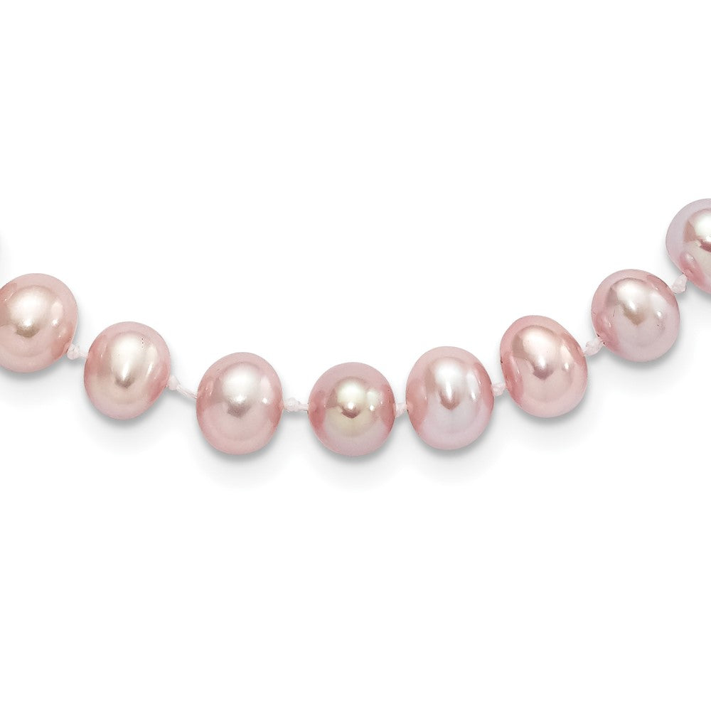 Sterling Silver Rhodium-plated 7-8mm Purple Near-Round Freshwater Cultured Pearl 18 inch Necklace 18 Inches