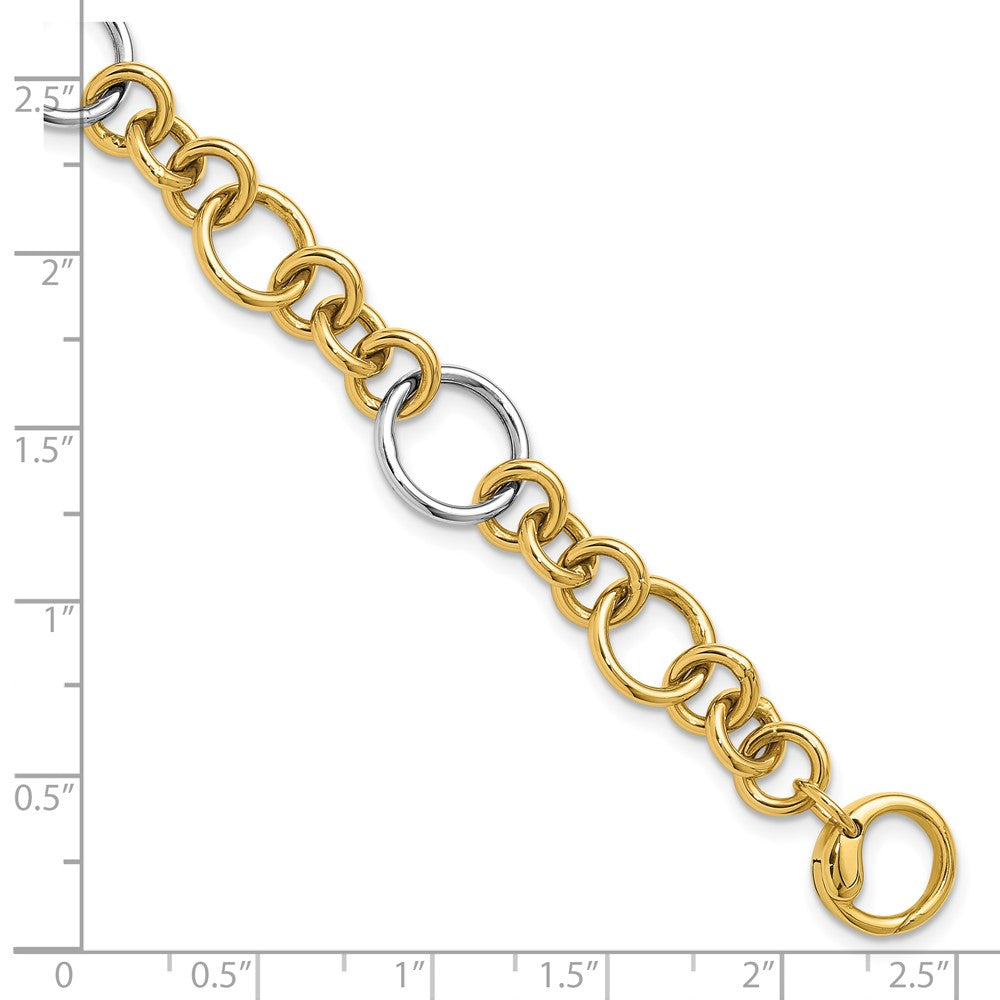 14K Two-Tone Polished Circle Links Bracelet 7.5  inches
