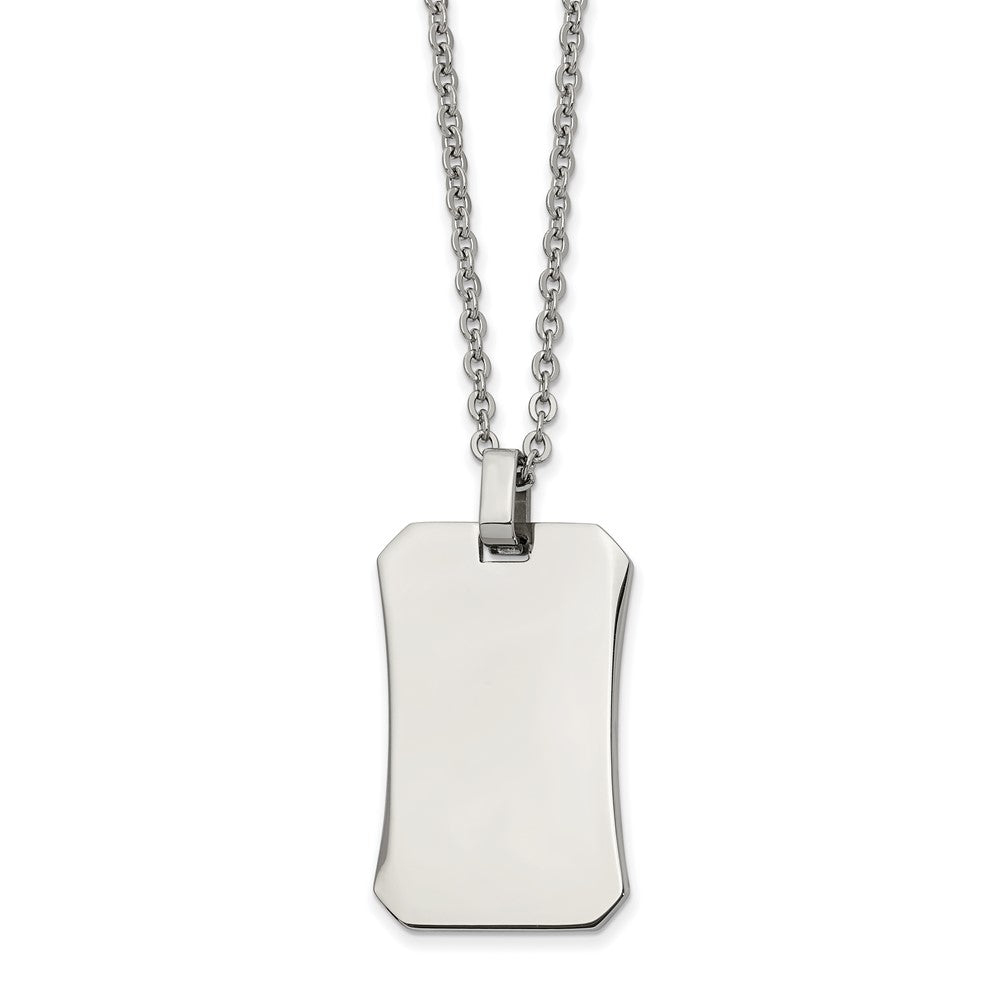 Stainless Steel Polished 22in Dog Tag Necklace