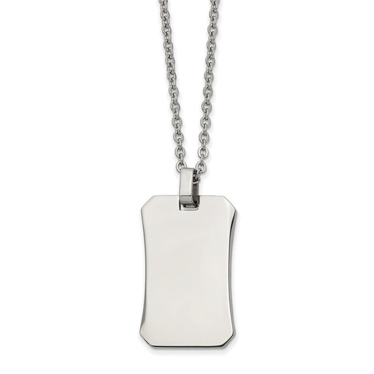 Stainless Steel Polished 22in Dog Tag Necklace