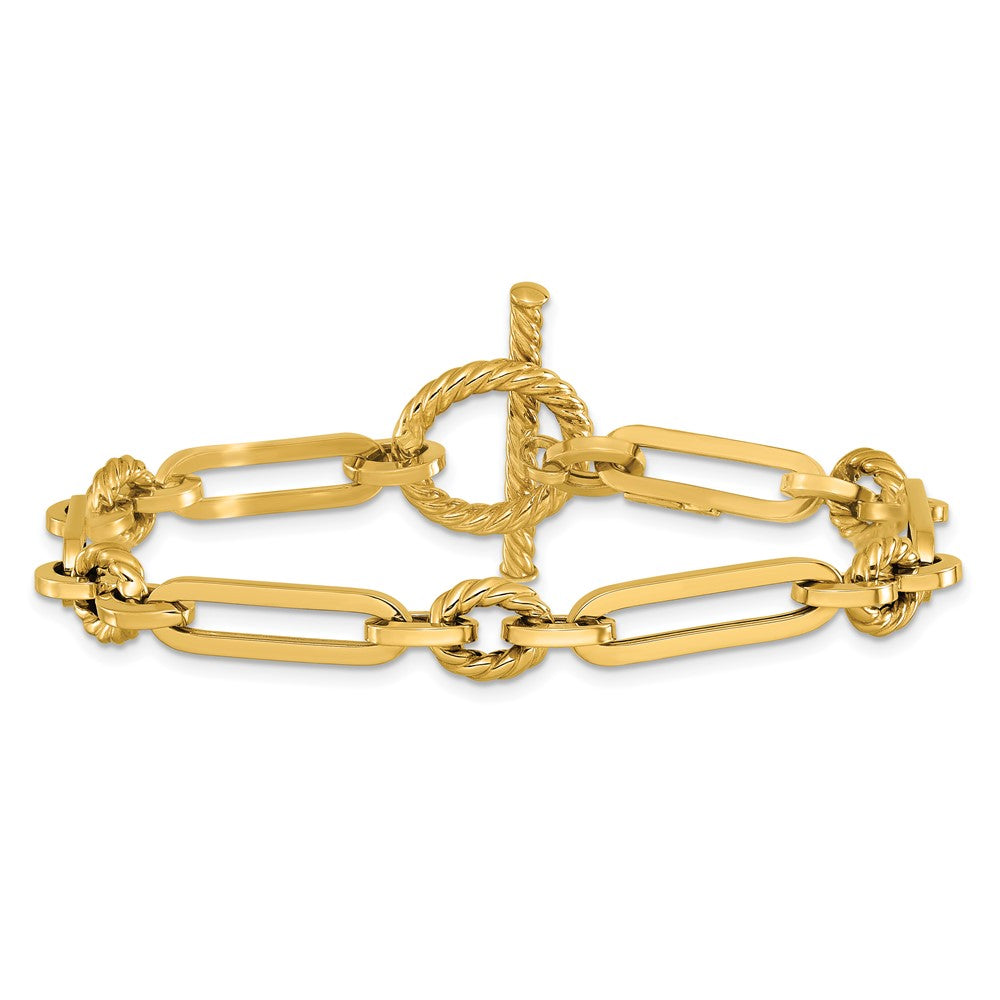 14K Polished Fancy Link Toggle Bracelet 7.5  inches