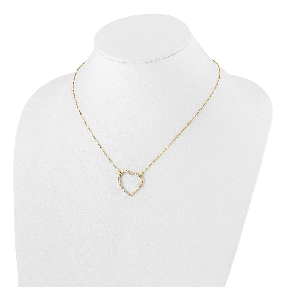 True Origin 14k 3/4 carat Lab Grown Diamond VS DEF 18 inch Open Heart Pendant Necklace