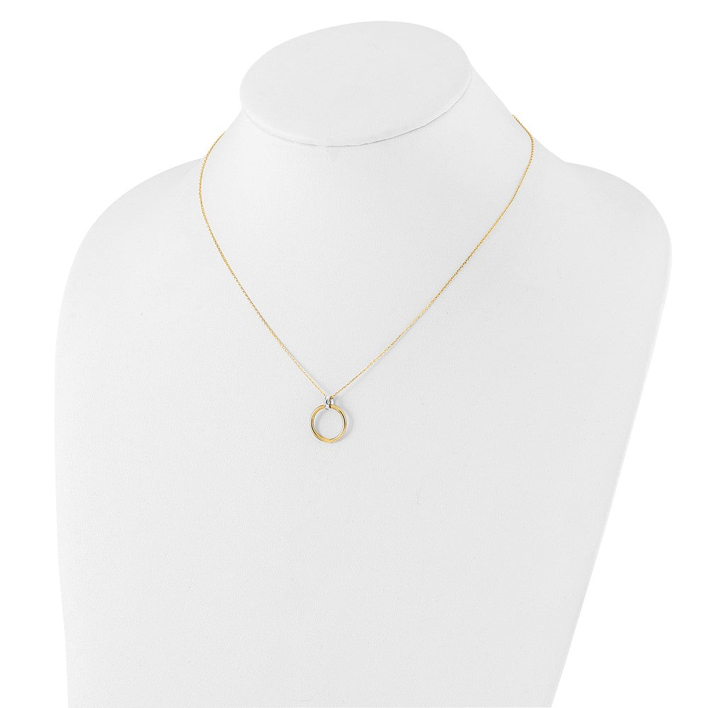 14K Two-tone Polished Circle Necklace