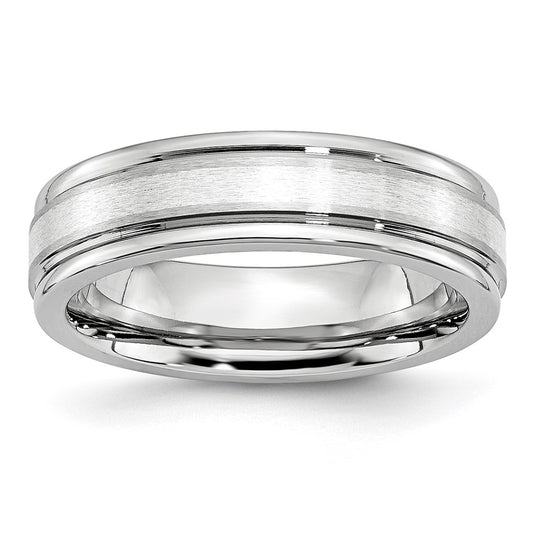 Cobalt Sterling Silver Inlay Satin and Polished 6mm Band Size - 8