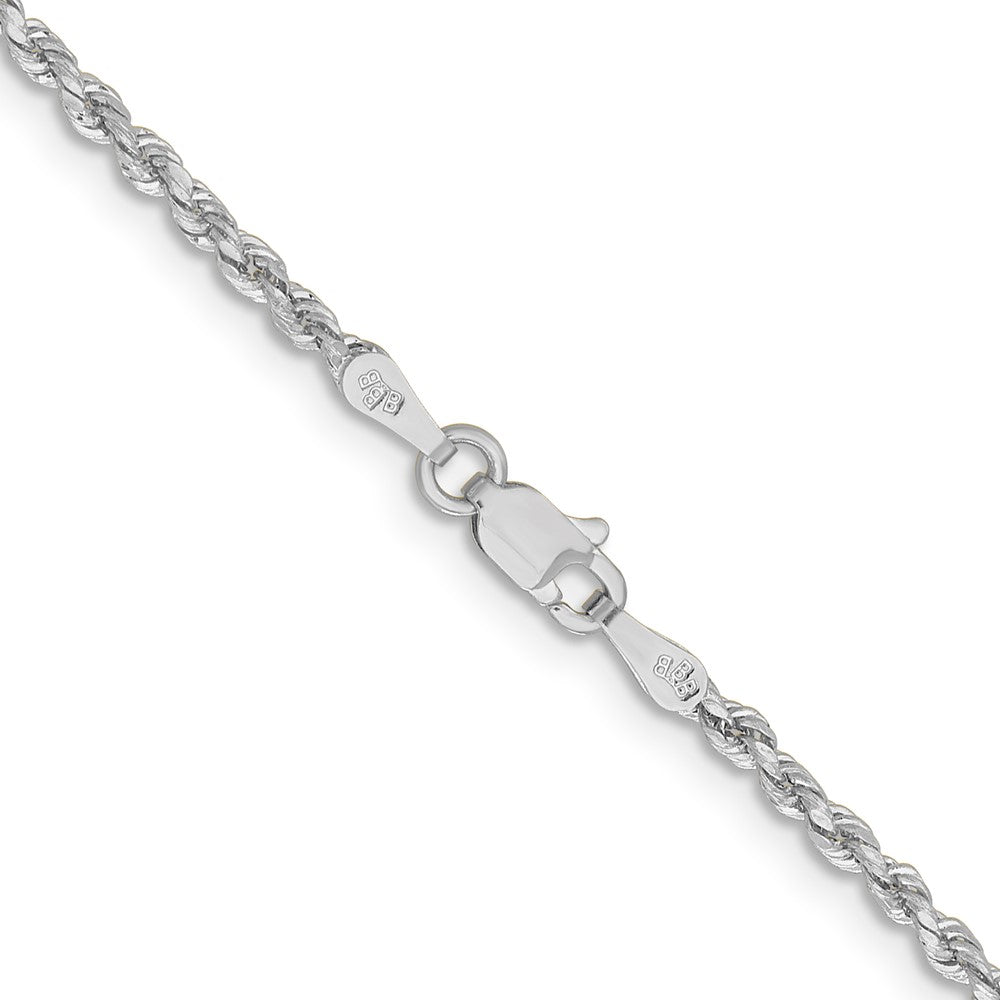 14k White Gold 2mm Lightweight D/C Rope with Lobster Clasp Chain