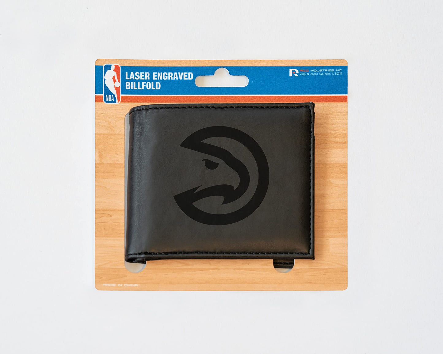 Rico Industries Basketball Atlanta  Black Laser Engraved Bill-fold Wallet - Slim Design - Great Gift