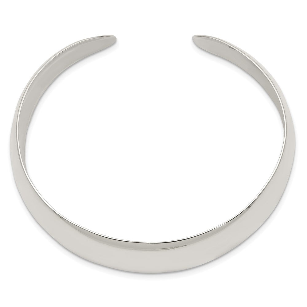 Sterling Silver Solid Polished Plain Cuff Bangle Bracelet 7 inches
