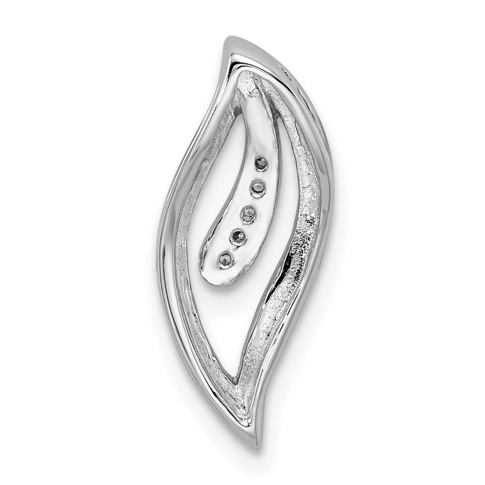 Sterling Silver Rhodium-plated CZ Journey Leaf Chain Slide