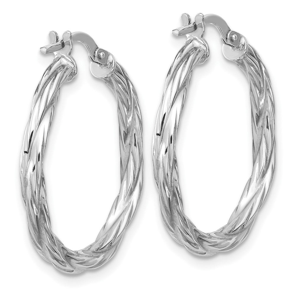 Sterling Silver RH-plated Polished Twisted Hoop Earrings