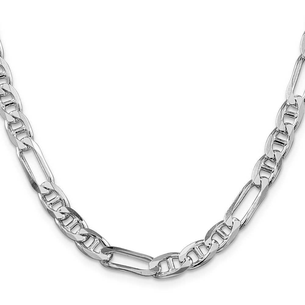 Sterling Silver Rhodium-plated 6.5mm Figaro Anchor Chain 20 Inches