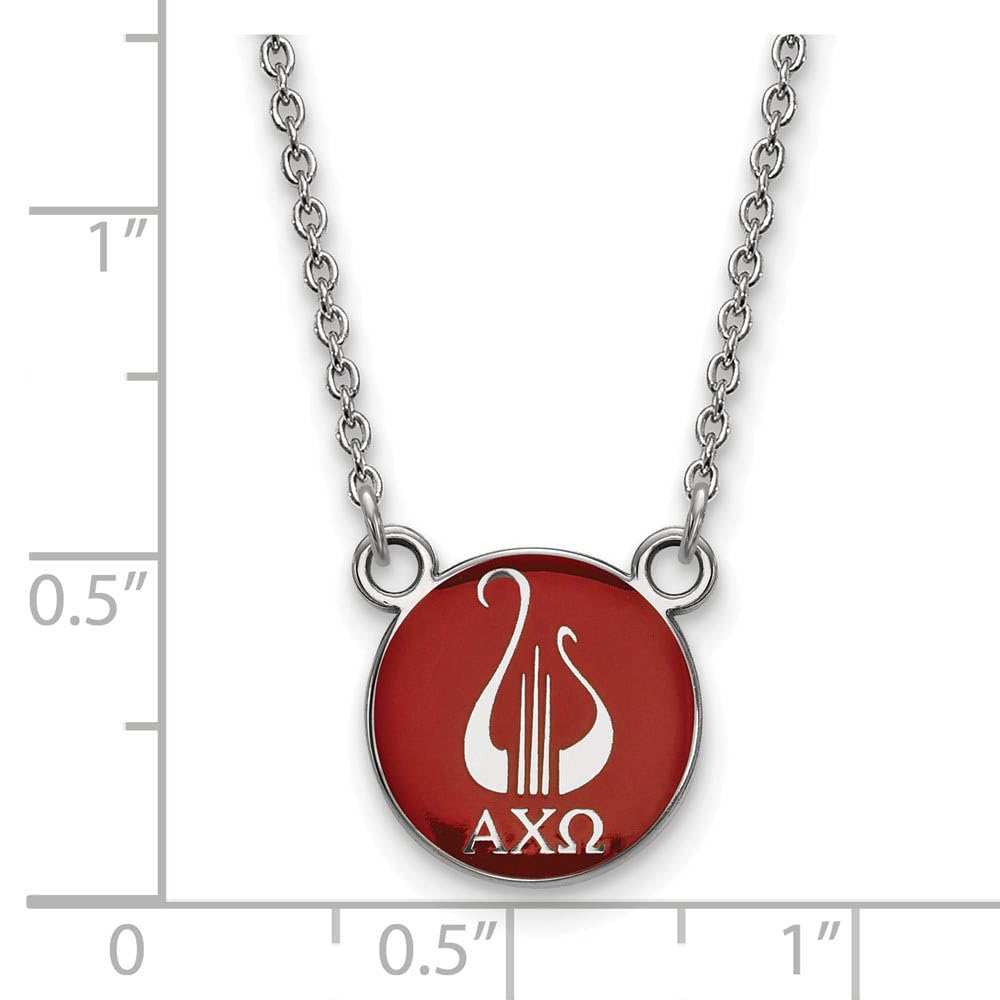Sterling Silver 18in Official Licensed Greek Sororities Alpha Chi Omega (???) XS Enamel Pendant w/Necklace