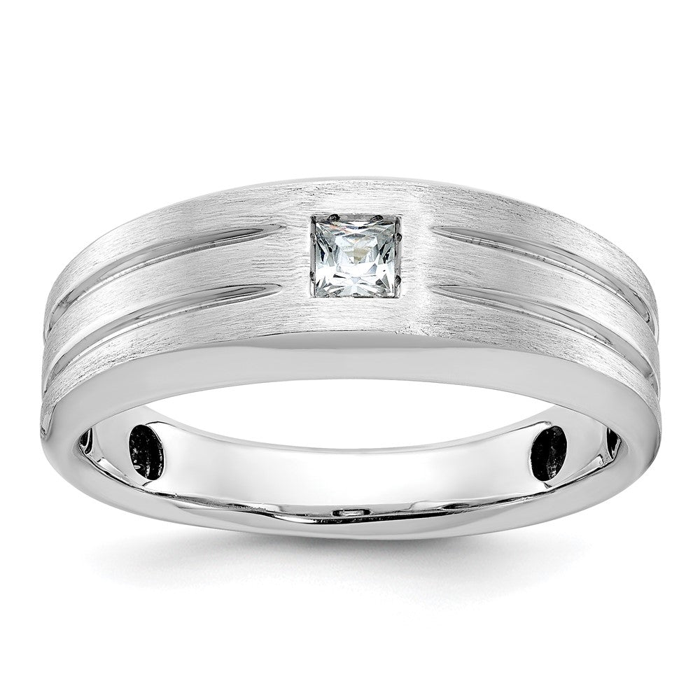 14k White Gold IBGoodman Men's Polished and Satin Diamond Ring Mounting