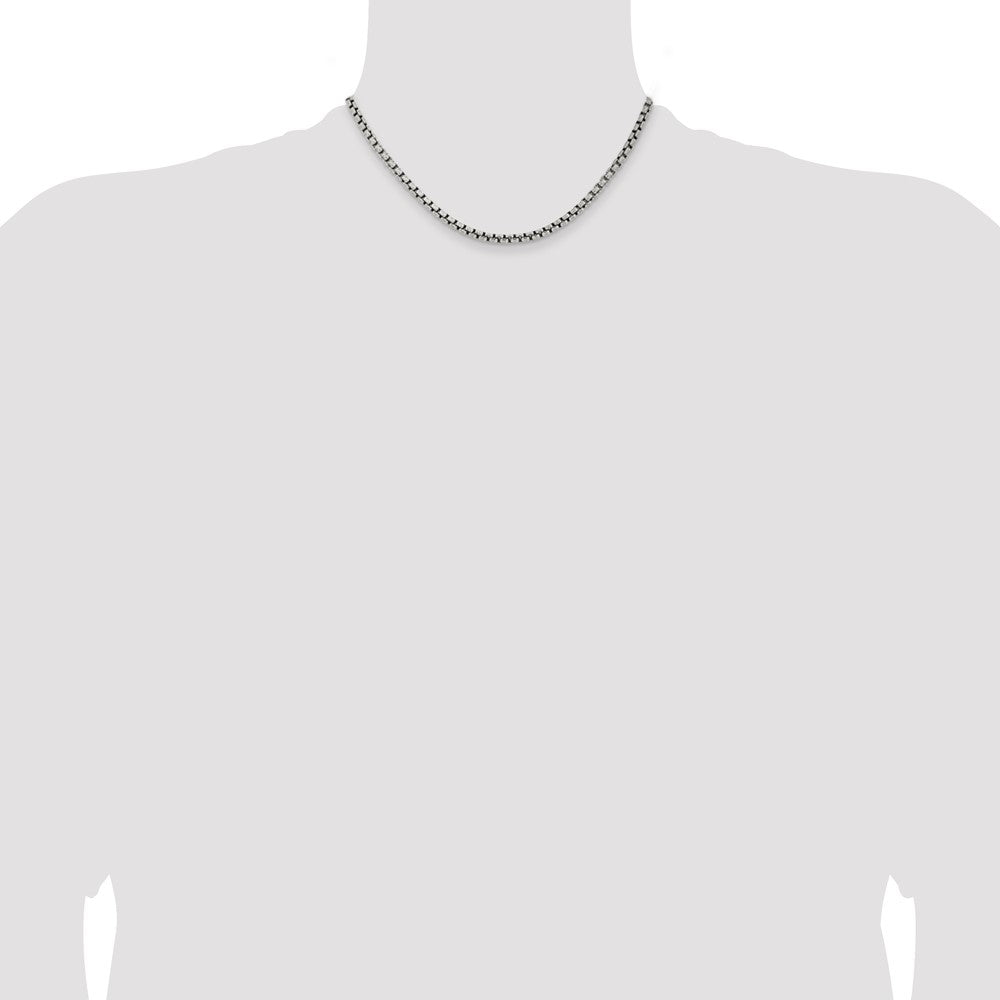 Sterling Silver Antiqued 3.6mm Round Box Chain 16 Inches