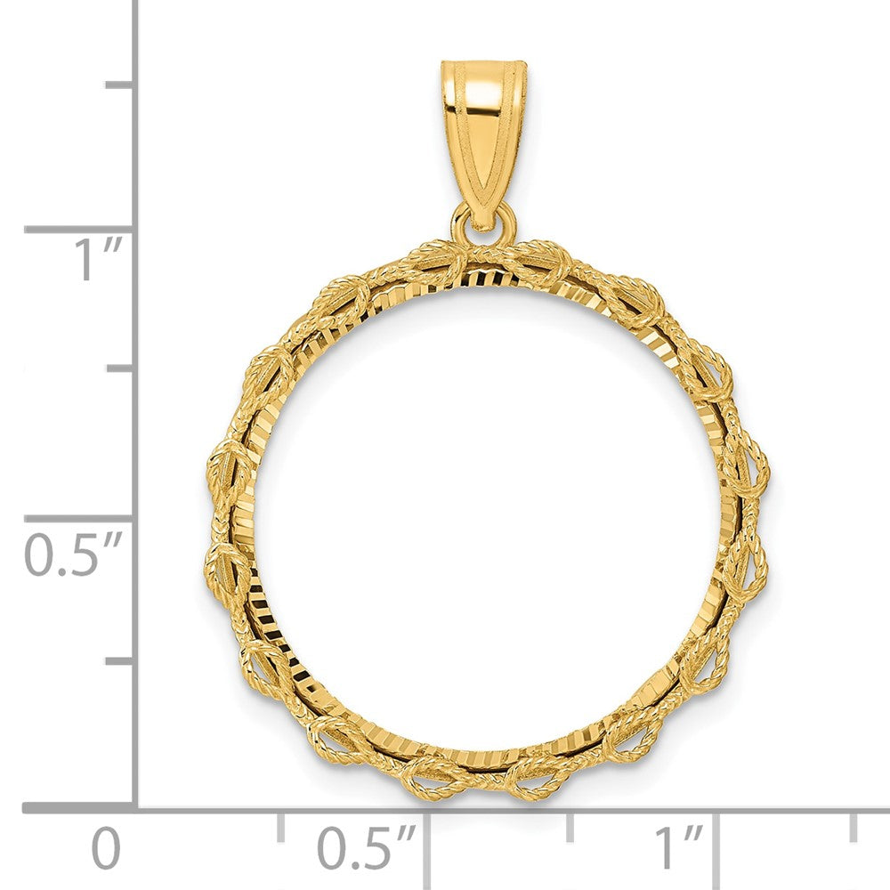 14k Diamond Cut Rope with 22.0mm Prong Coin Bezel Pendant