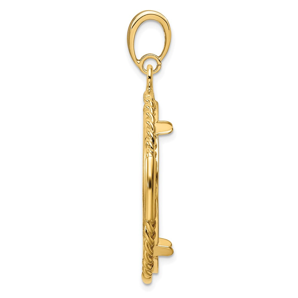 Wideband Distinguished Coin Jewelry 14k Polished Quadruple Twist and Bright 27.0mm Prong Coin Bezel Pendant