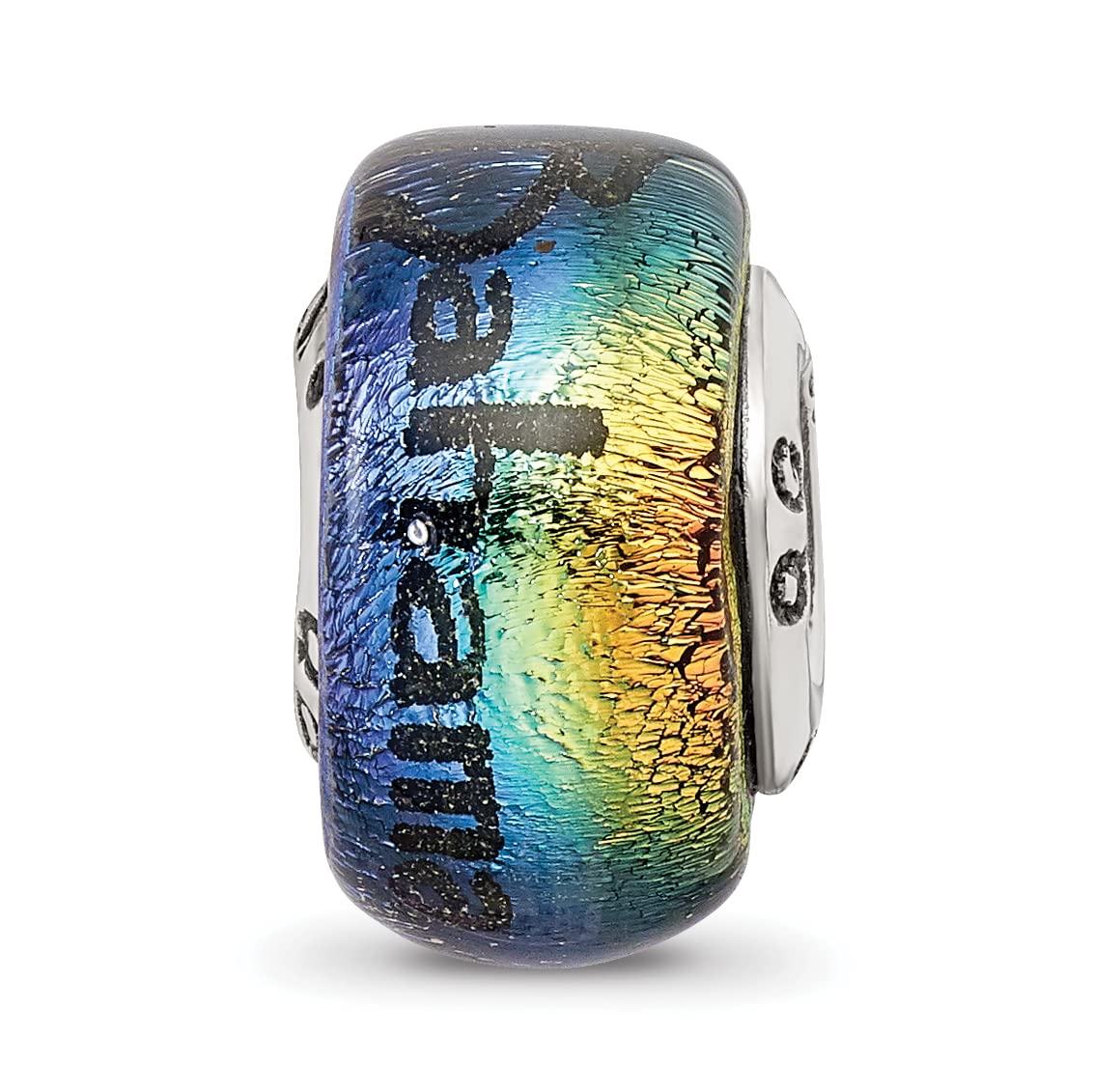 Sterling Silver Reflections Bahama Orange Dichroic Glass Bead