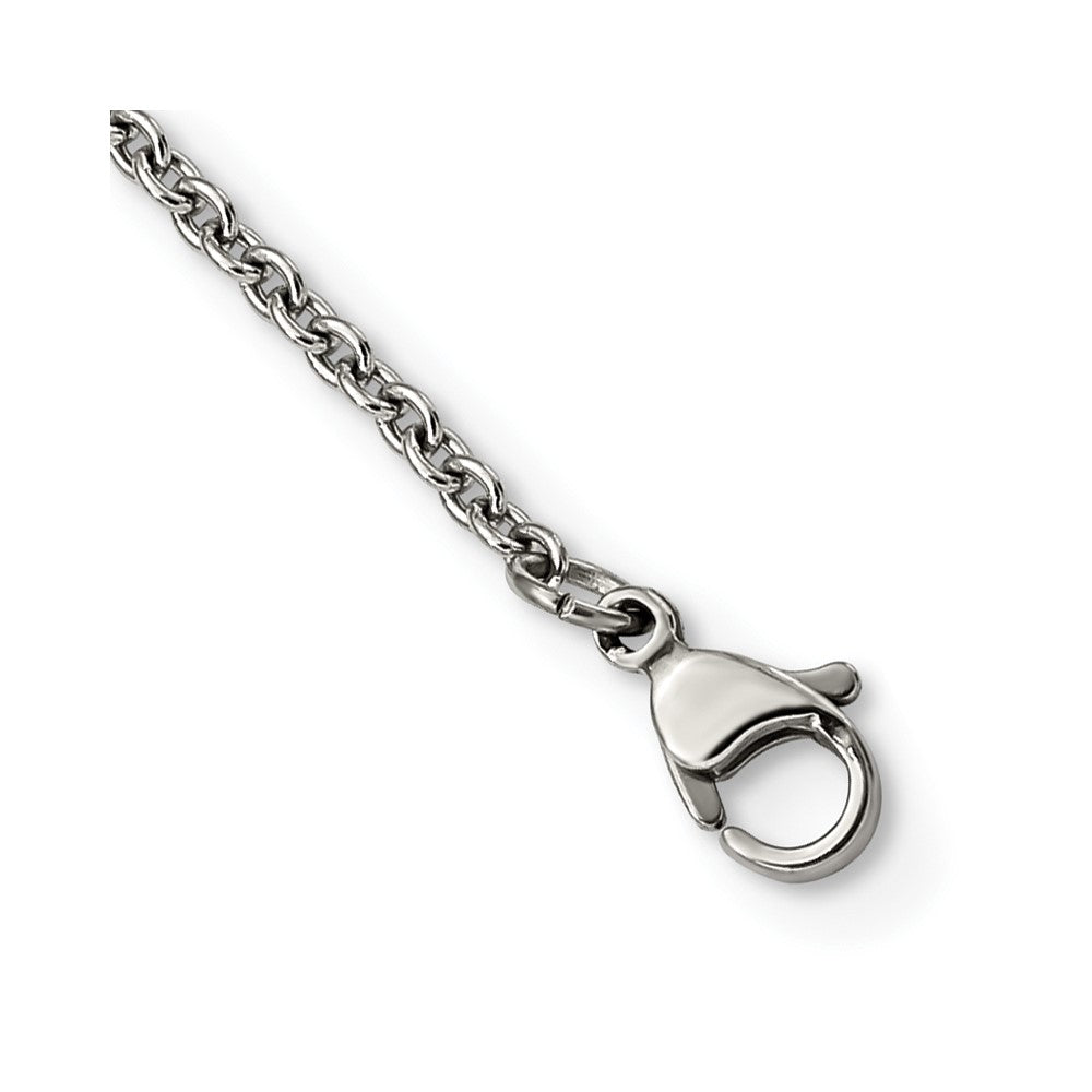 Stainless Steel Polished and Textured Black Onyx 34in w/2in ext Necklace