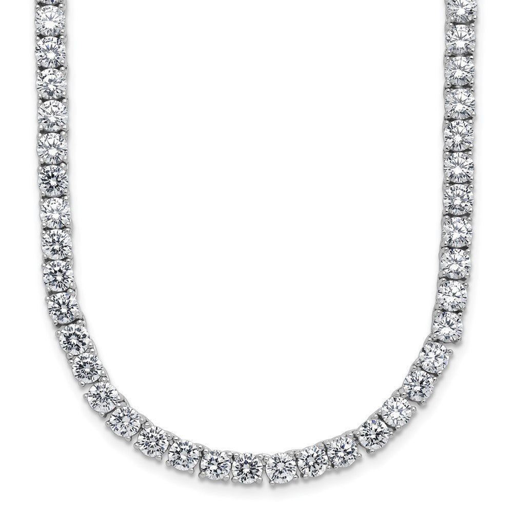 Cheryl M Sterling Silver Rhodium-plated Polished 4.00mm CZ with Safety Clasp Tennis Necklace 20 Inches