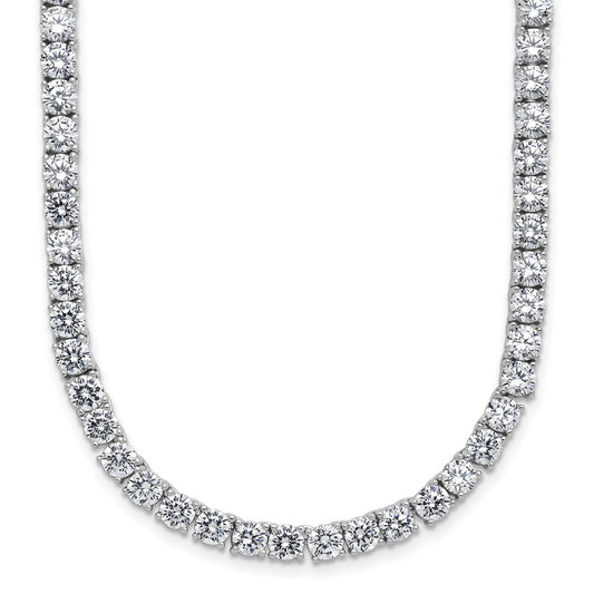 Cheryl M Sterling Silver Rhodium-plated Polished 4.00mm CZ with Safety Clasp Tennis Necklace 20 Inches