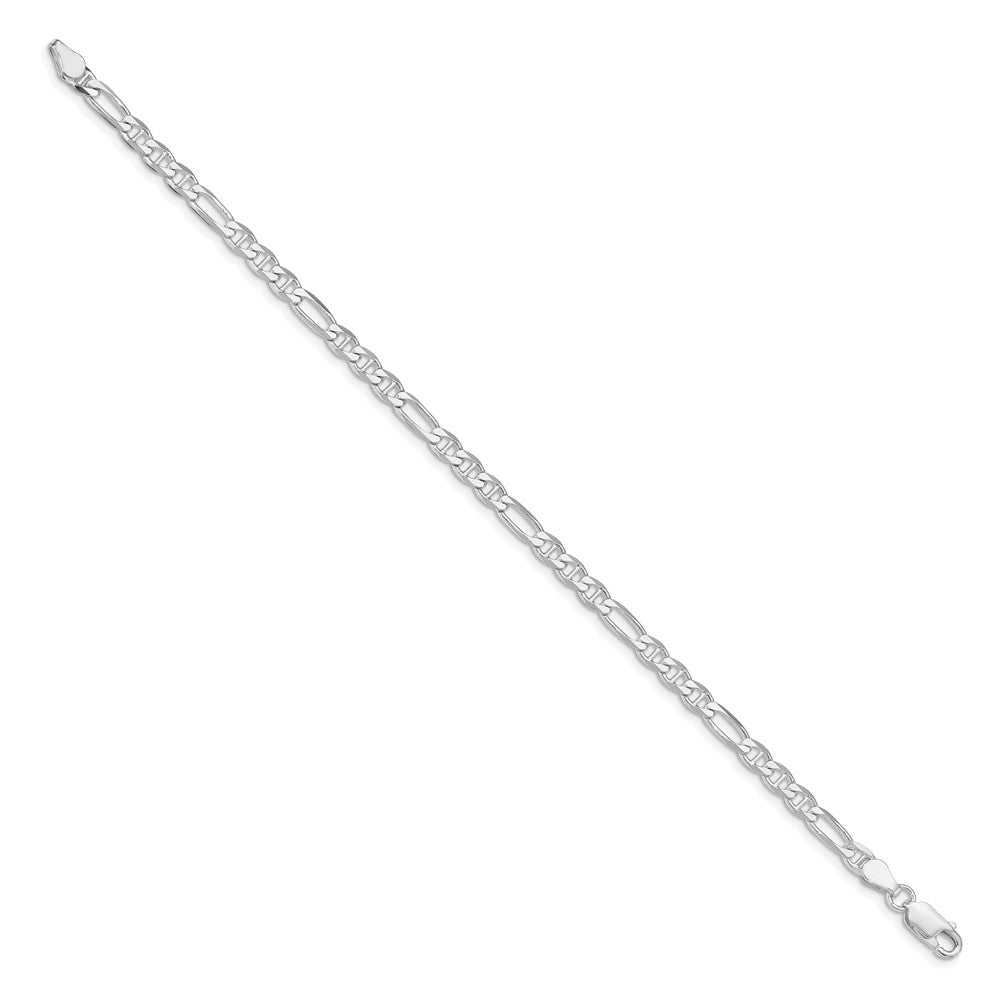 Sterling Silver Rhodium-plated 3.75mm Figaro Anchor Chain 8 inches