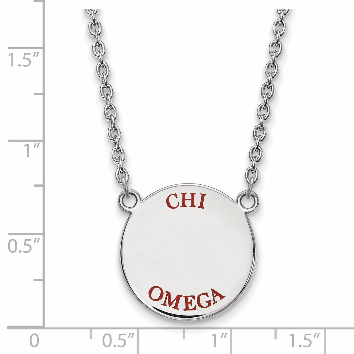Sterling Silver 18in Official Licensed Greek Sororities Chi Omega (??) Small Enamel Pendant w/Necklace