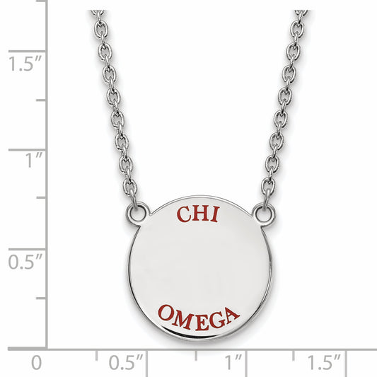 Sterling Silver 18in Official Licensed Greek Sororities Chi Omega (??) Small Enamel Pendant w/Necklace