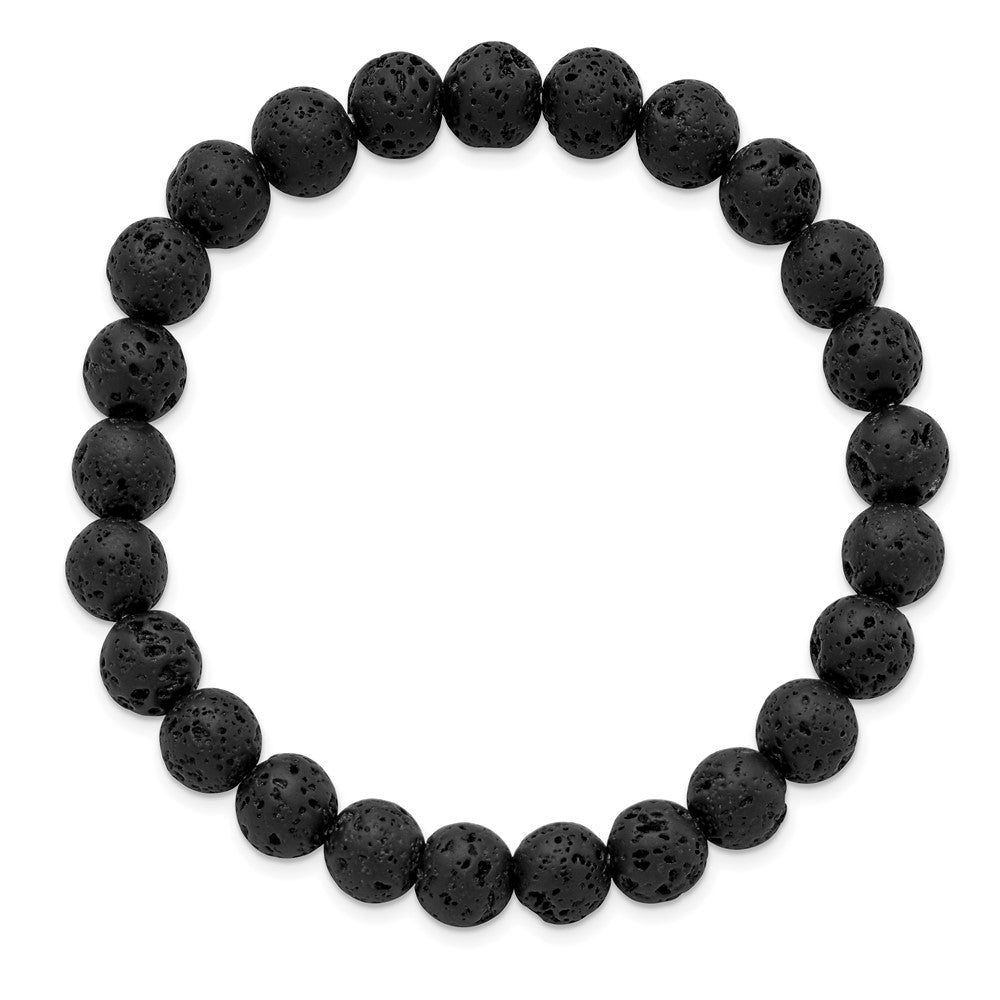 Volcanic Rock Agate Beaded Stretch Bracelet 6.75 inches