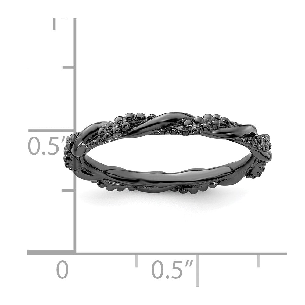 Sterling Silver Stackable Expressions Black-plated Twist Ring Size -8