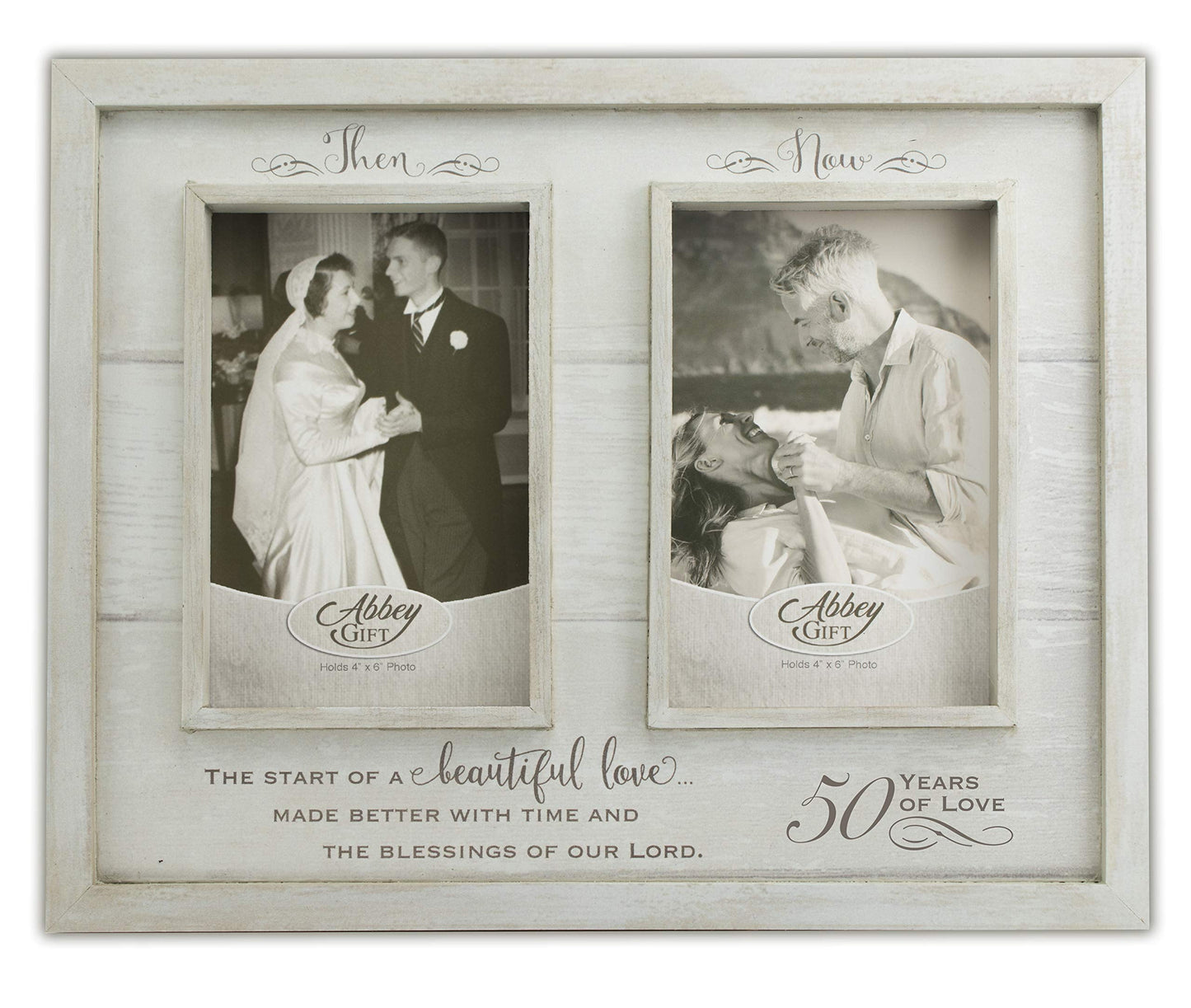 Abbey Gift Then & Now 50Th Anniversary Wood Frame, 12" x 9.5", Multicolor