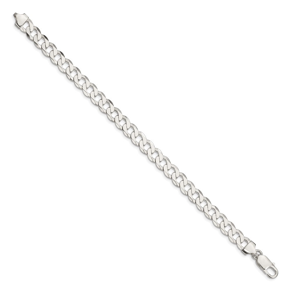 Sterling Silver 7.5mm Flat Curb Chain 8 inches