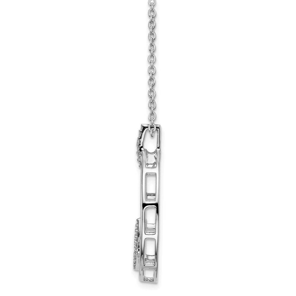 White Ice Sterling Silver Rhodium-plated 18 Inch Diamond Open Oval Necklace with 2 Inch Extender 18 Inches