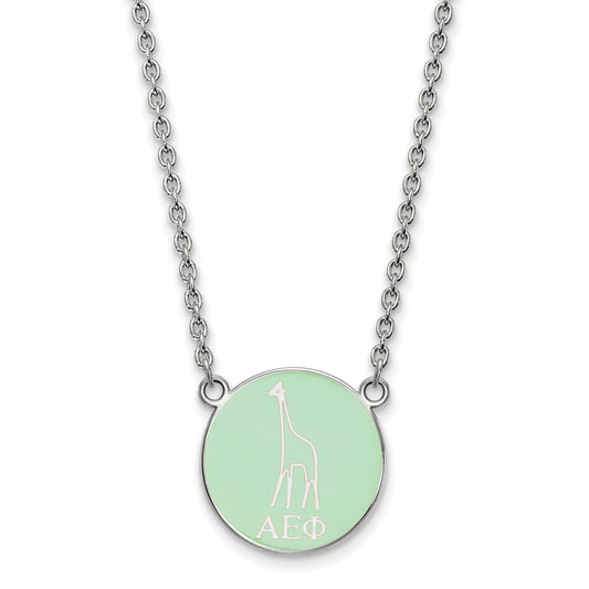 Sterling Silver 18in Official Licensed Greek Sororities Alpha Epsilon Phi Small Enamel Pendant w/Necklace