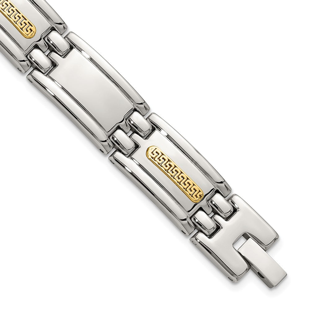 Chisel Stainless Steel Polished with 14K Gold Accent 8.75 inch Link Bracelet 8.75 inches