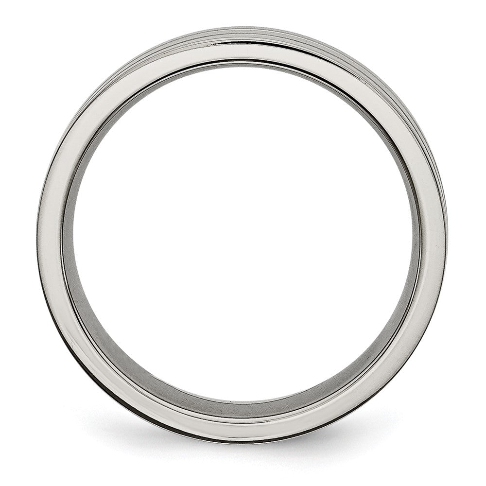 Titanium Brushed Center 6mm Grooved Band Size - 13