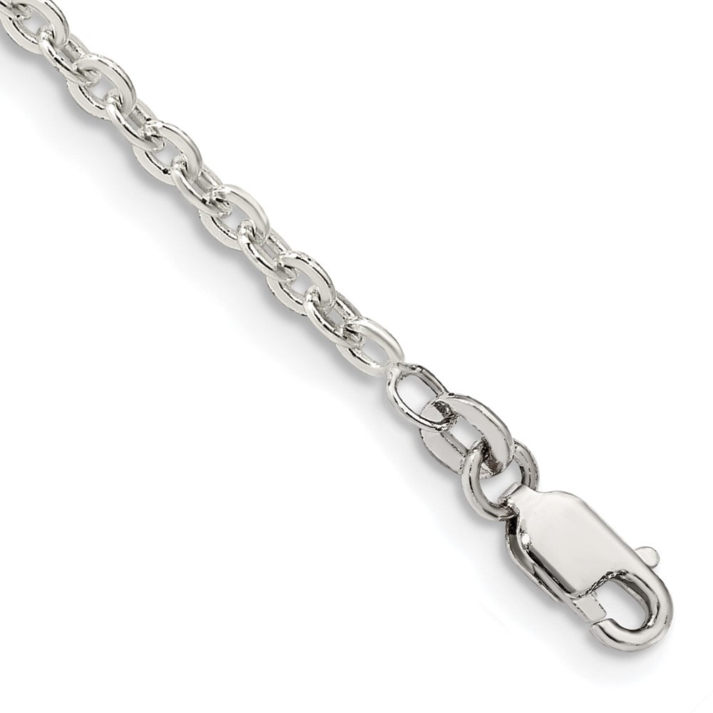 Sterling Silver 2.75mm Flat Link Cable Chain 7 inches