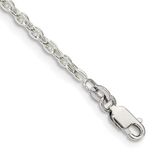 Sterling Silver 2.75mm Flat Link Cable Chain 7 inches