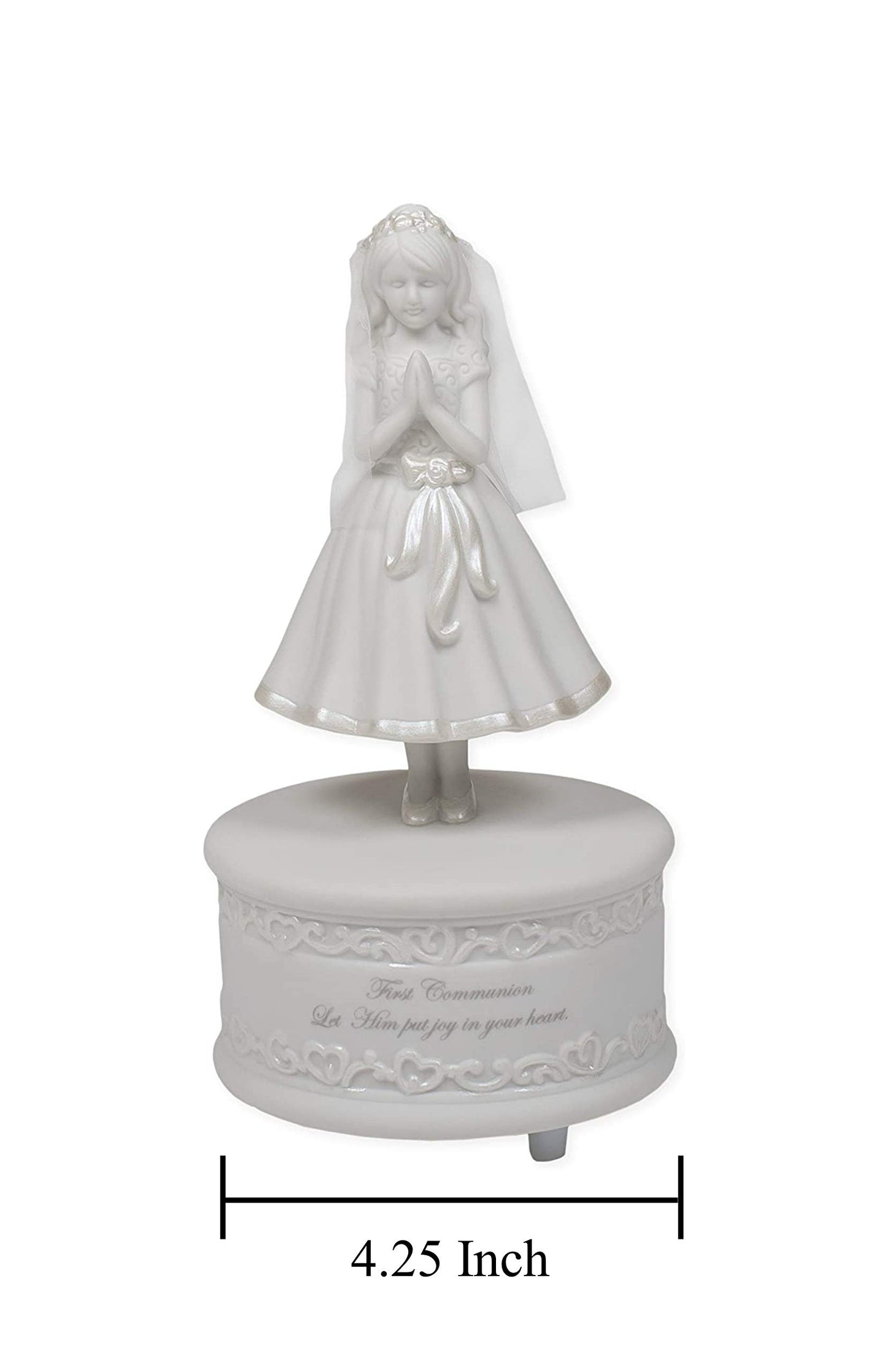 First Communion Girl 7.5 Inch Porcelain Musical Figurine Plays The Lord's Prayer