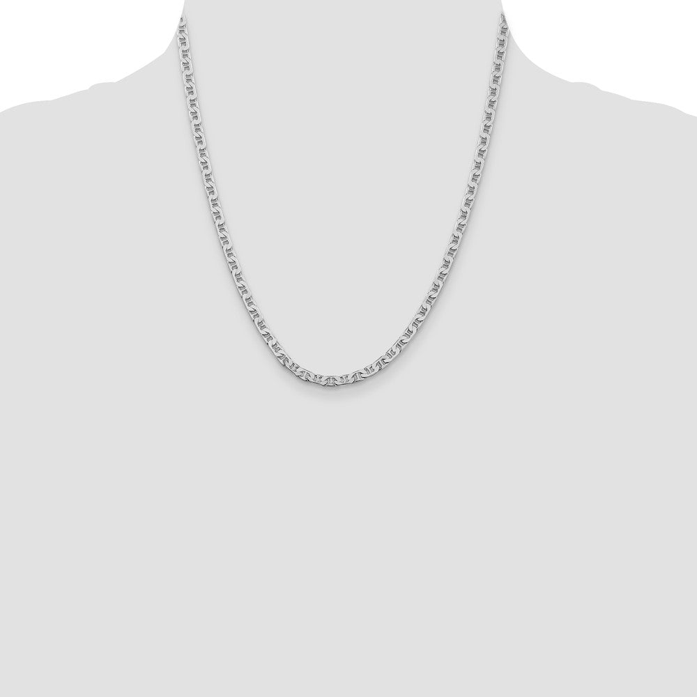 Sterling Silver Rhodium-plated 3.75mm Flat Anchor Chain 20 Inches