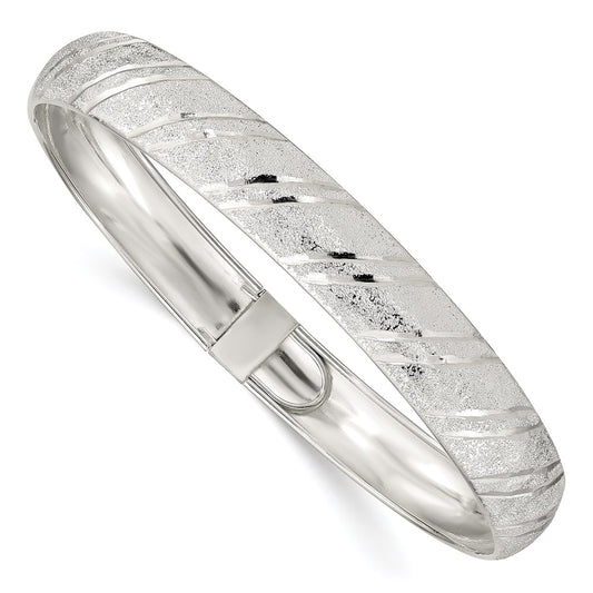 Sterling Silver 10.5mm Polished D/C Flexible Bangle 8 inches