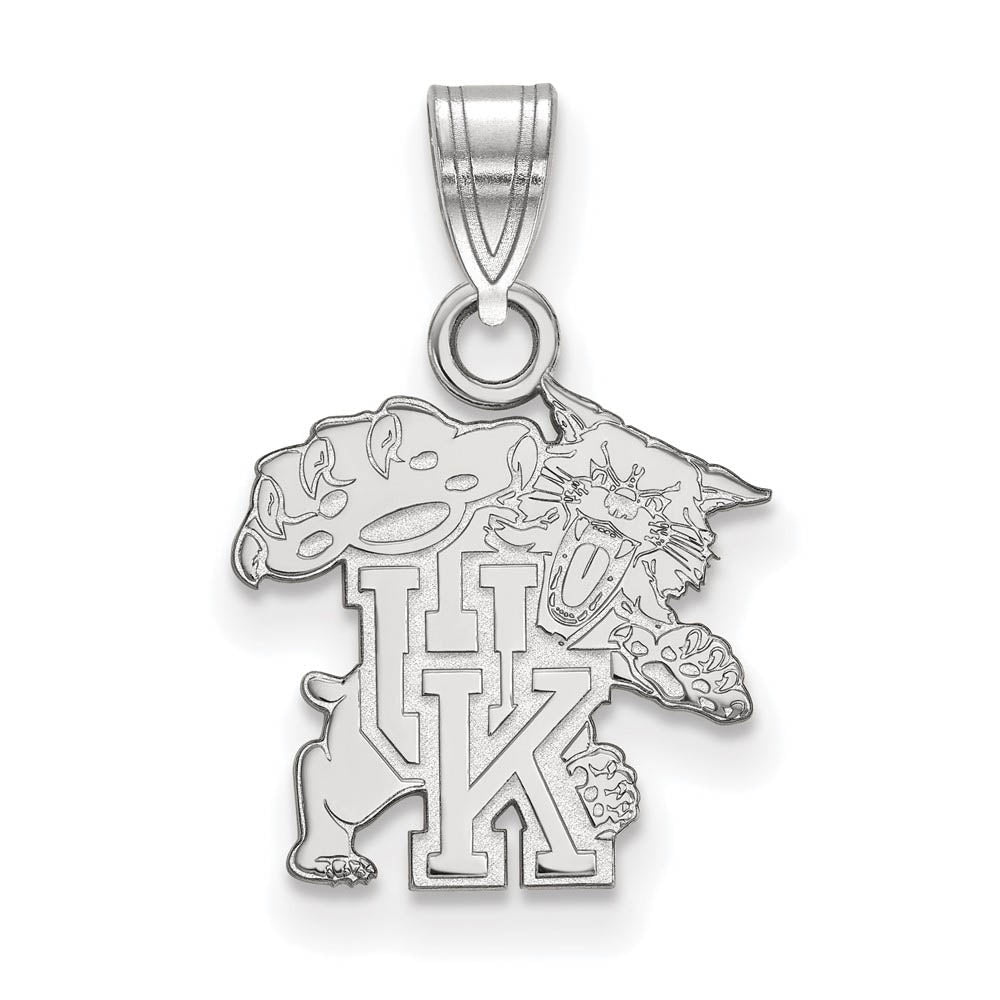 Sterling Silver Rhodium-plated LogoArt University of Kentucky U-K Wildcat Small Pendant Q-SS044UK
