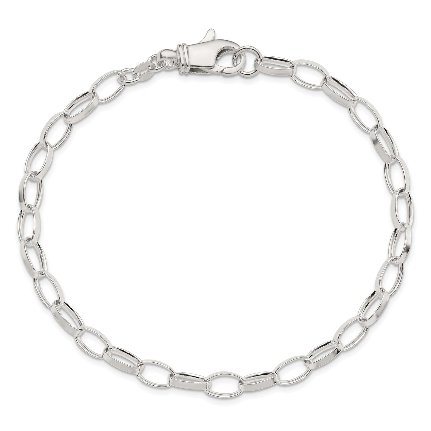 Sterling Silver 10 inch Solid Polished Fancy Link Anklet