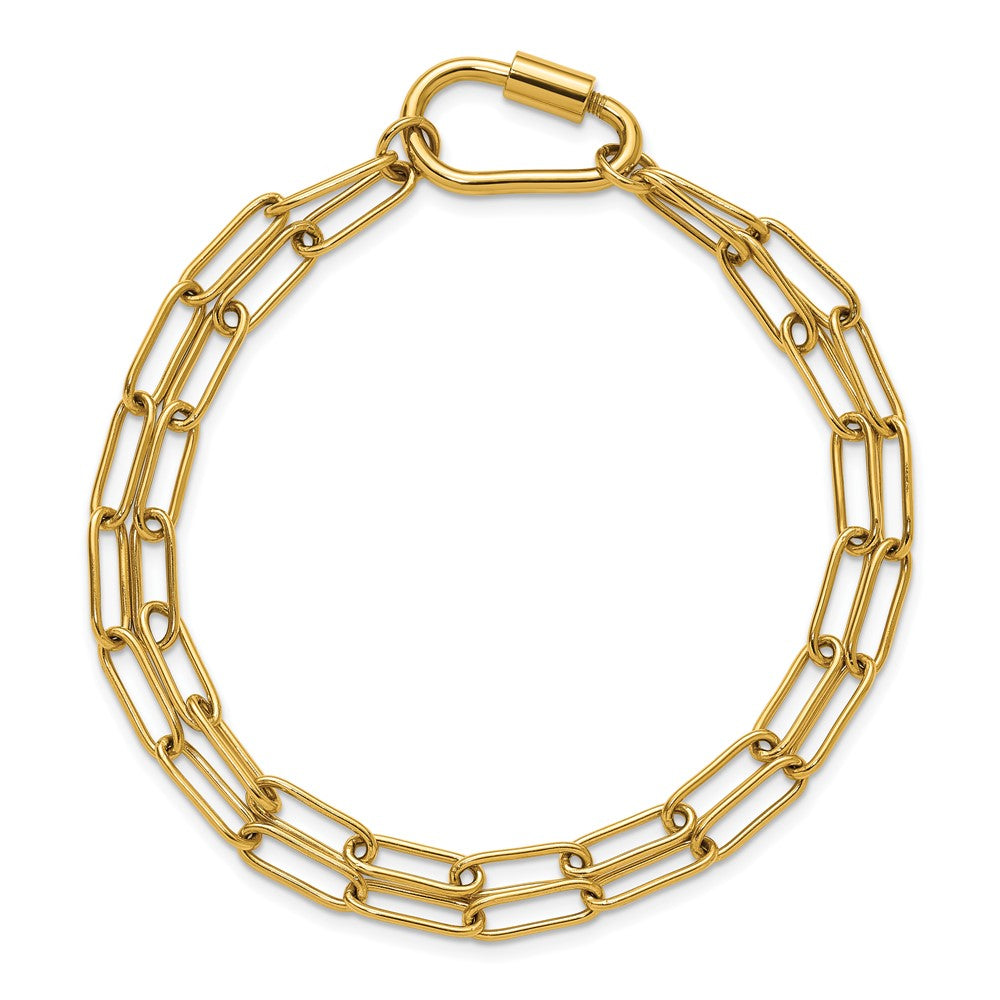 Chisel Stainless Steel Polished Yellow IP-plated Two-Strand 8 inch Paperclip Link Bracelet 8 inches