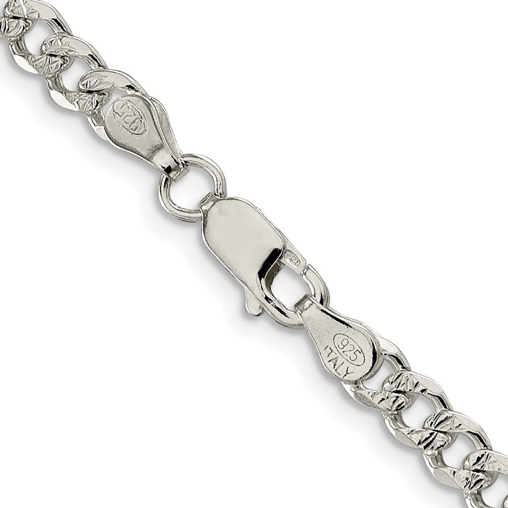 Sterling Silver Rhodium-plated 4.5mm Pav‚ Curb Chain