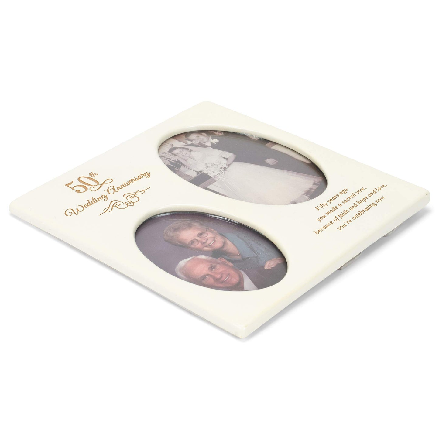 Dicksons 50th Wedding Anniversary Oval Double Picture Resin Stone Picture Frame
