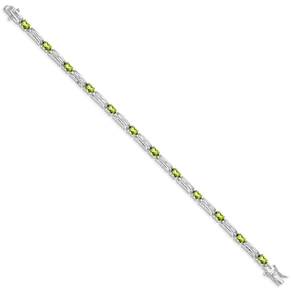 Sterling Silver Rhodium-plated Peridot Bracelet 7 inches